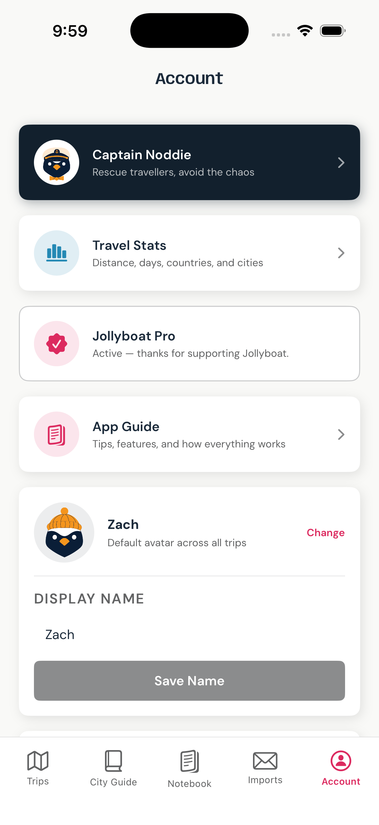 Account screenshot